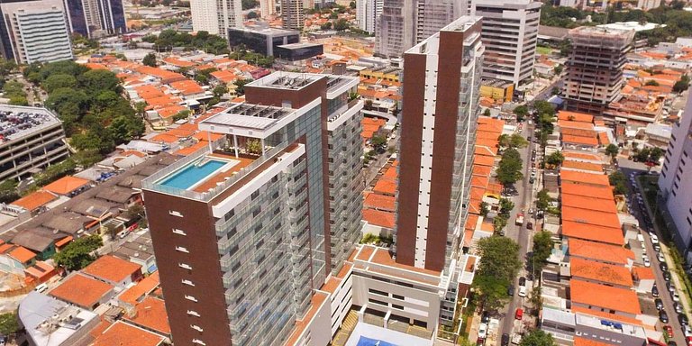Studio com 32m² a 40m da Av. Dr. Chucri Zaidan